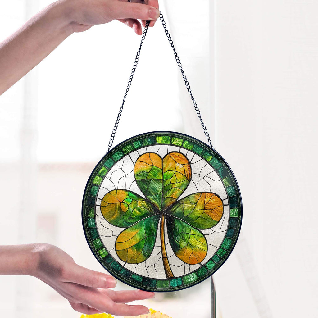 Irish Shamrock St. Patrick's Day Stained Glass Suncatcher