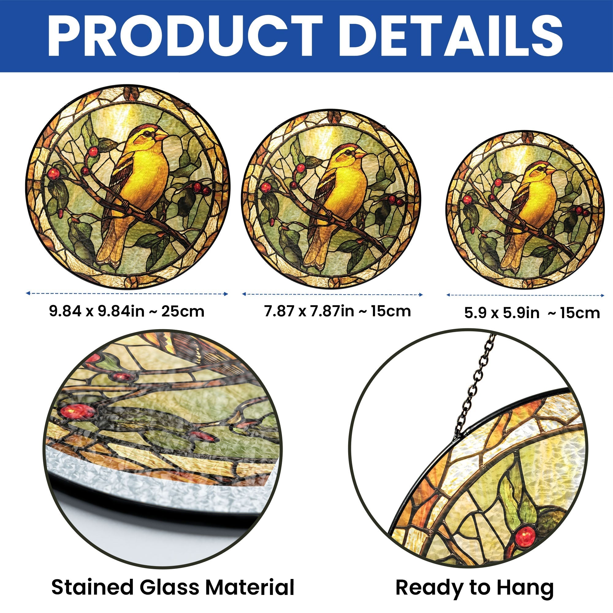 Goldfinch Bird Birdwatching Stained Glass Suncatcher