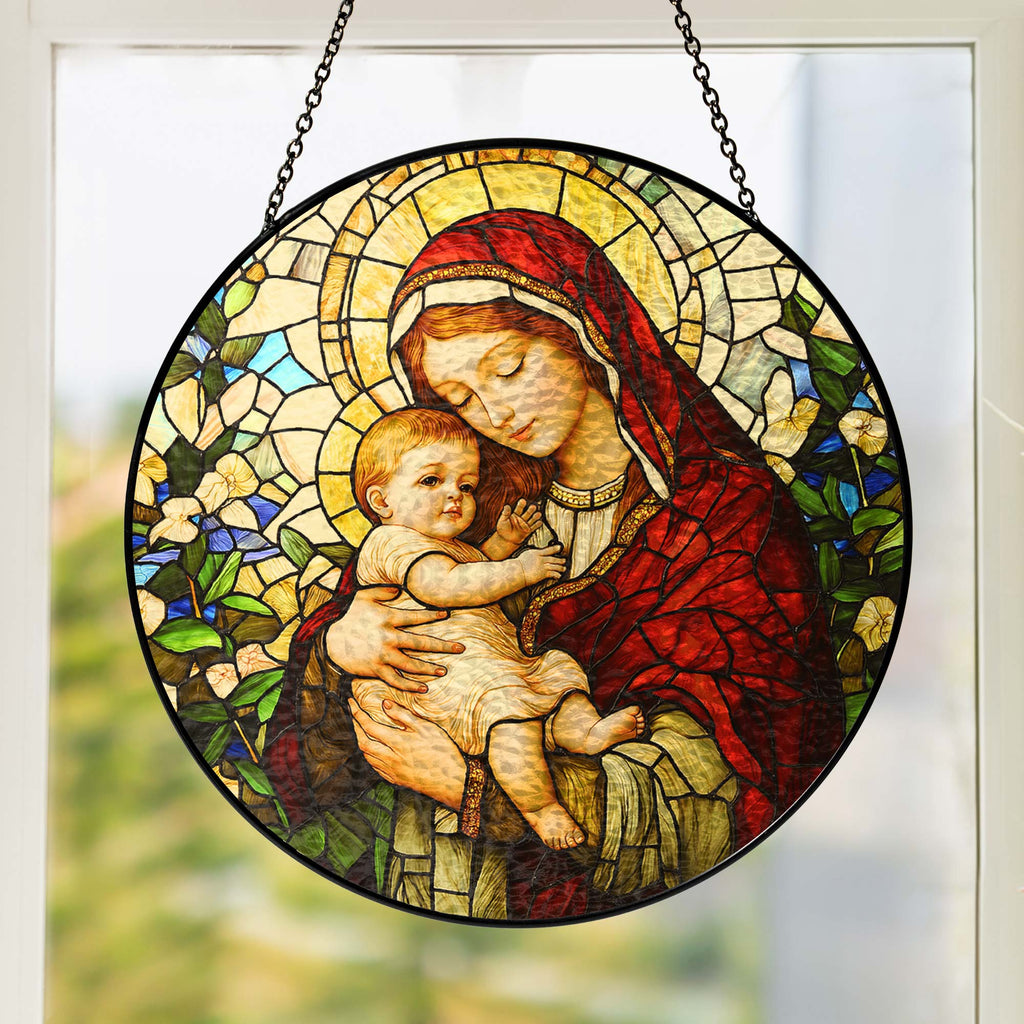 Blessed Virgin Mary Catholic  Religious Stained Glass Suncatcher