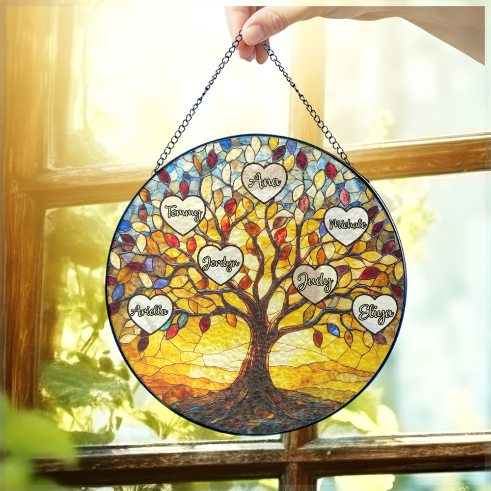 Tree of Life Custom Names Personalized Stained Glass Suncatcher