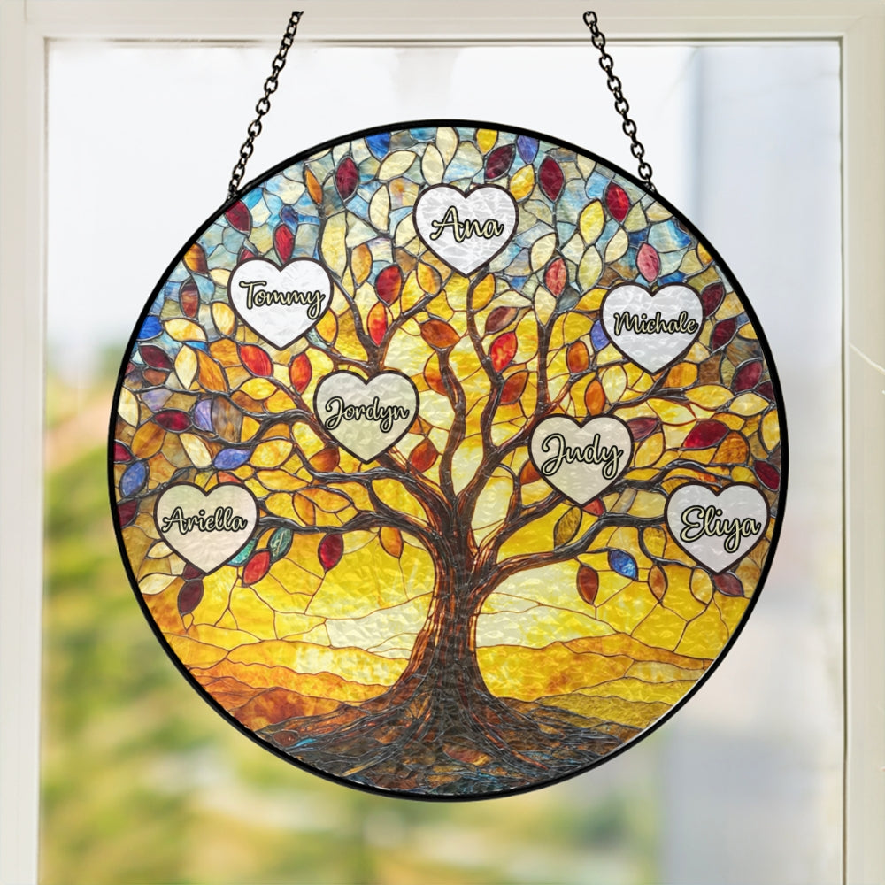 Tree of Life Custom Names Personalized Stained Glass Suncatcher