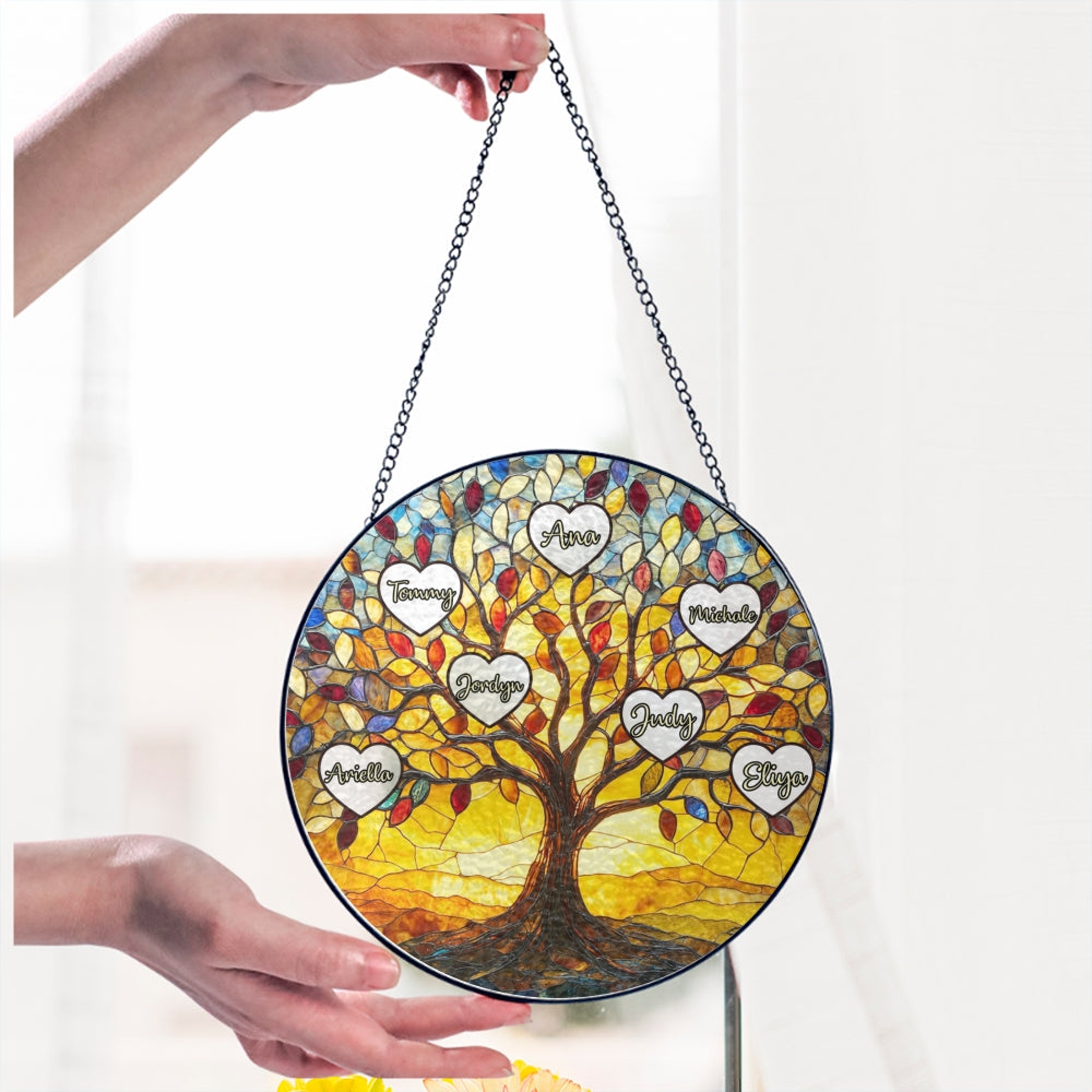 Tree of Life Custom Names Personalized Stained Glass Suncatcher