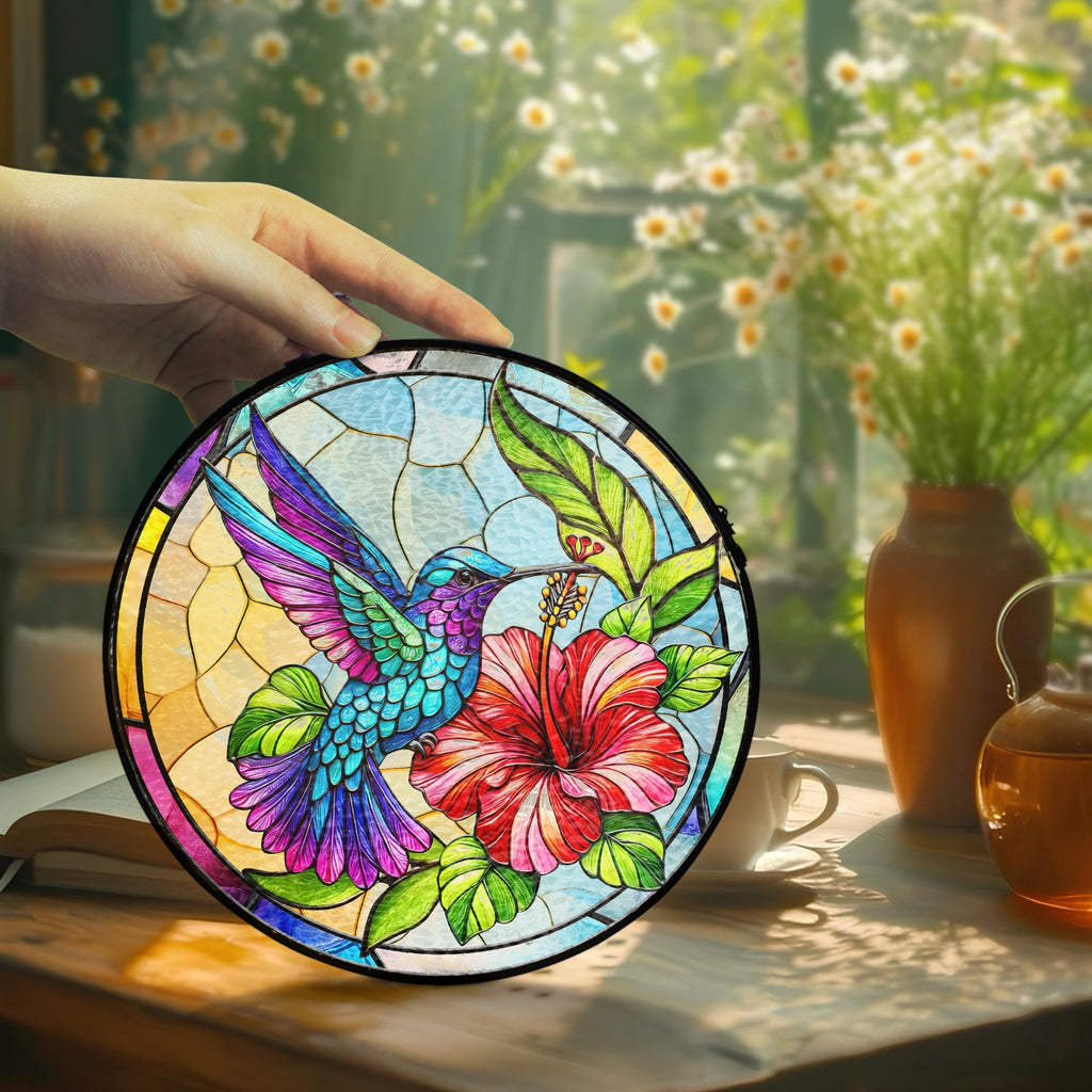 Hummingbird Stained Glass Suncatcher