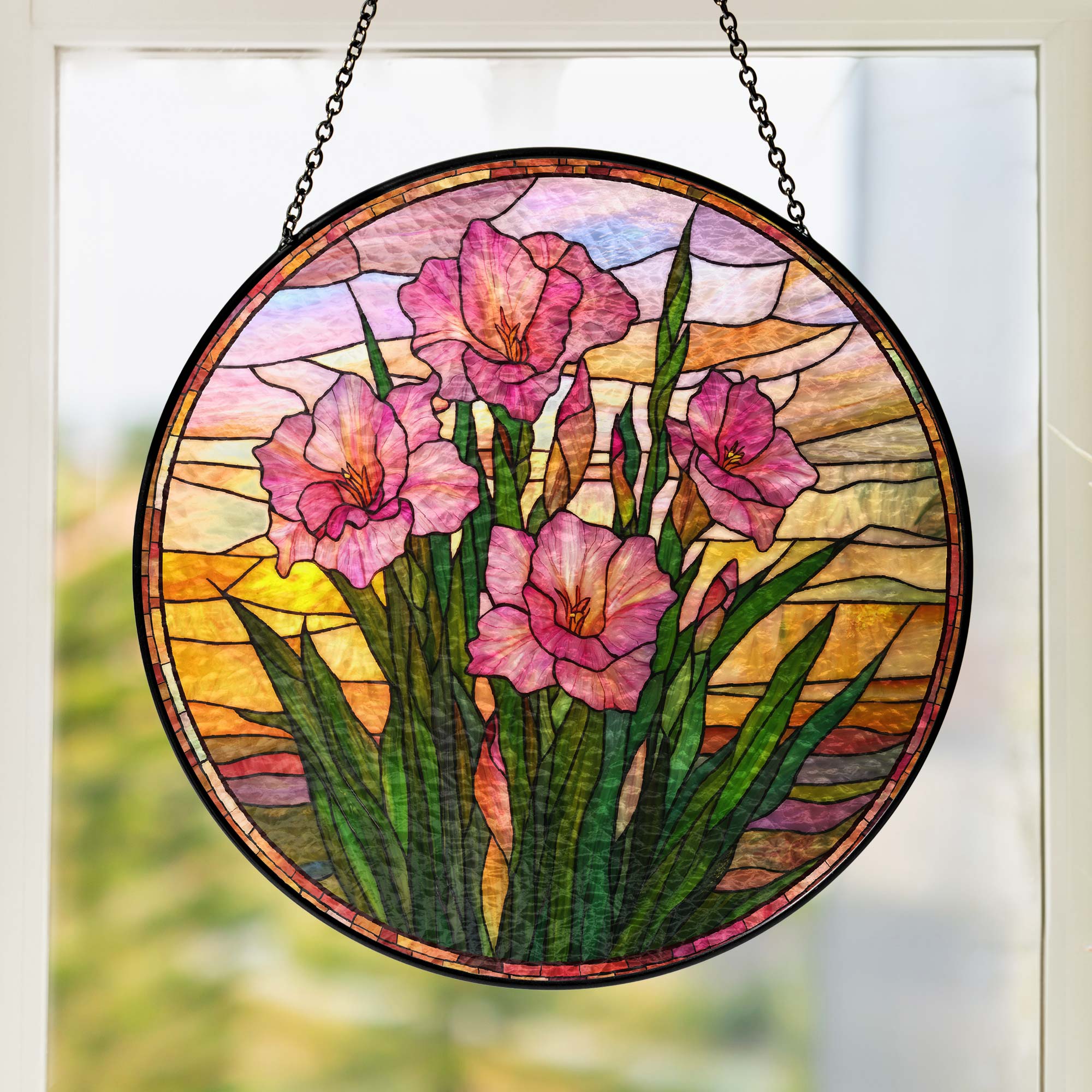 Personalized Birth Month Flowers Stained Glass Suncatcher