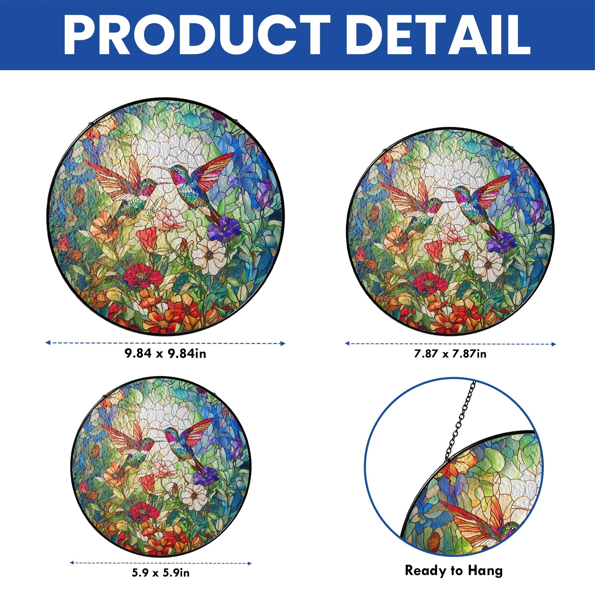 Hummingbirds In Flower Garden Hummingbird Stained Glass Suncatcher