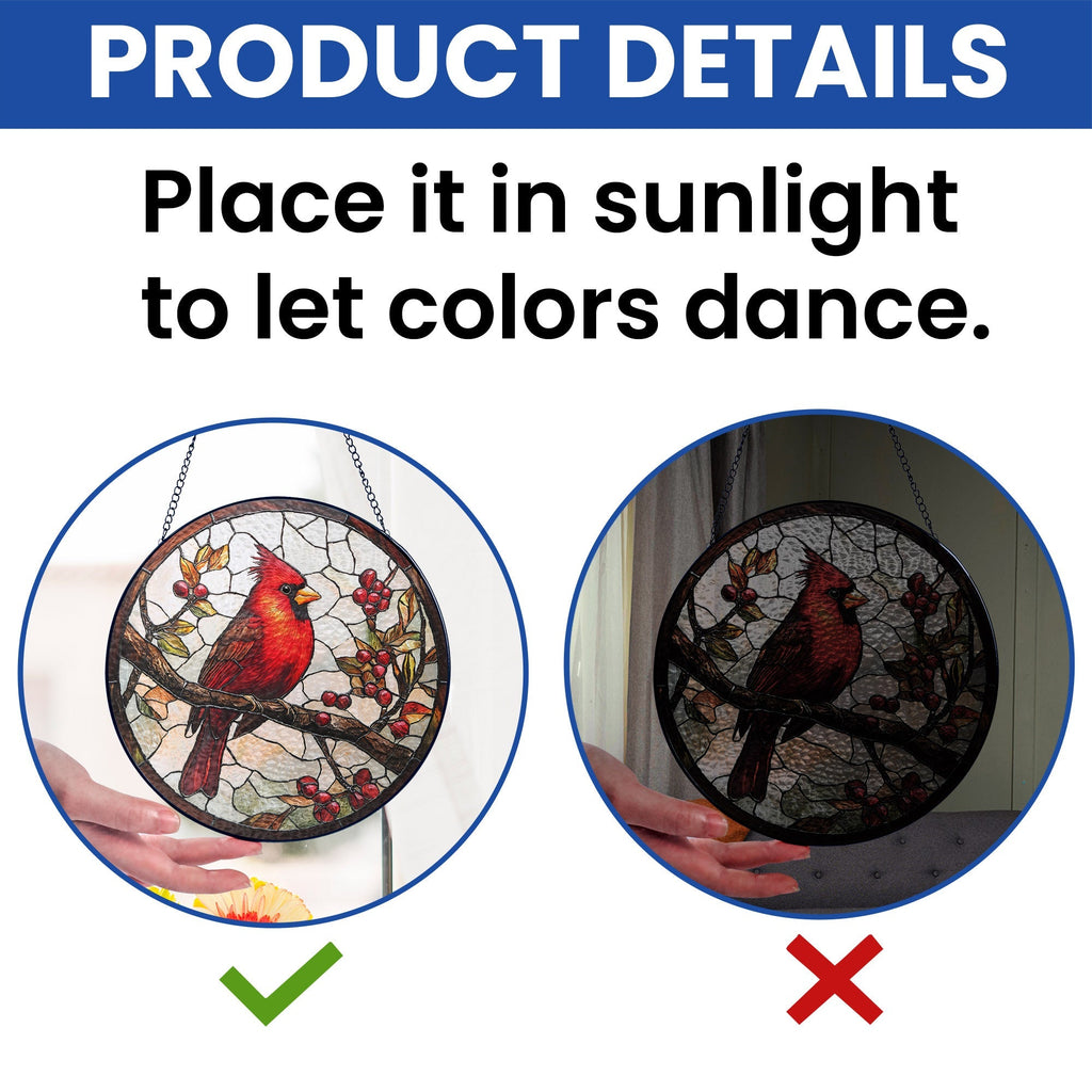 Cardinal Bird Memorial Stained Glass Suncatcher