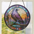 Raven Stained Glass Gothic Crow Stained Glass Suncatcher 3-Day Shipping
