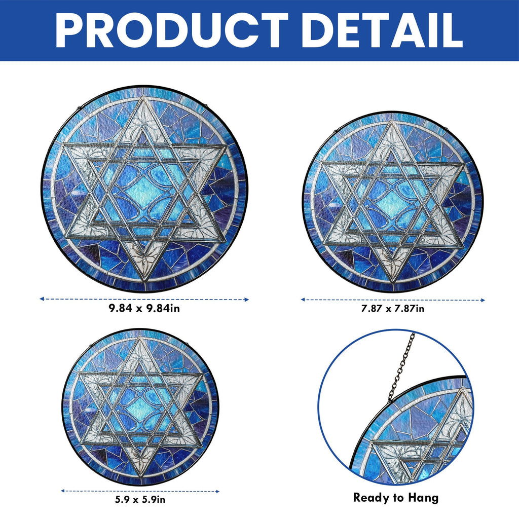 Hanukkah Jewish Star Stained Glass Suncatcher