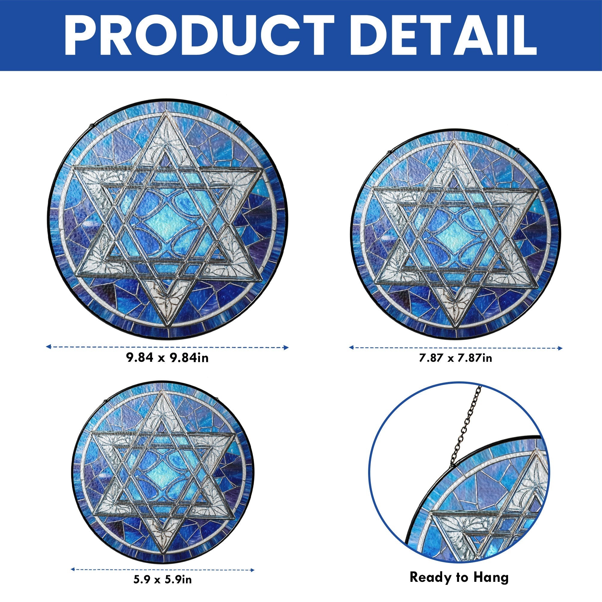 Hanukkah Jewish Star Stained Glass Suncatcher