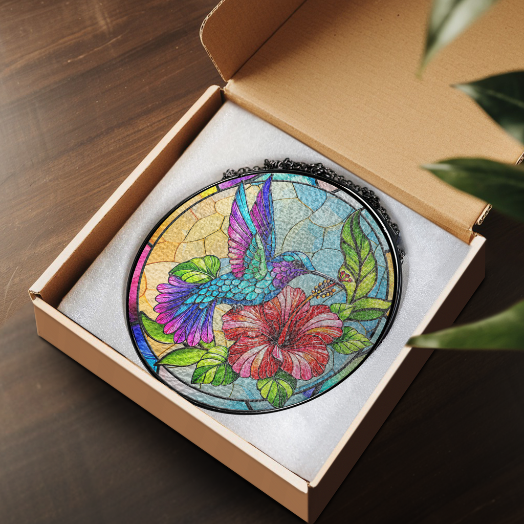 Hummingbird Stained Glass Suncatcher