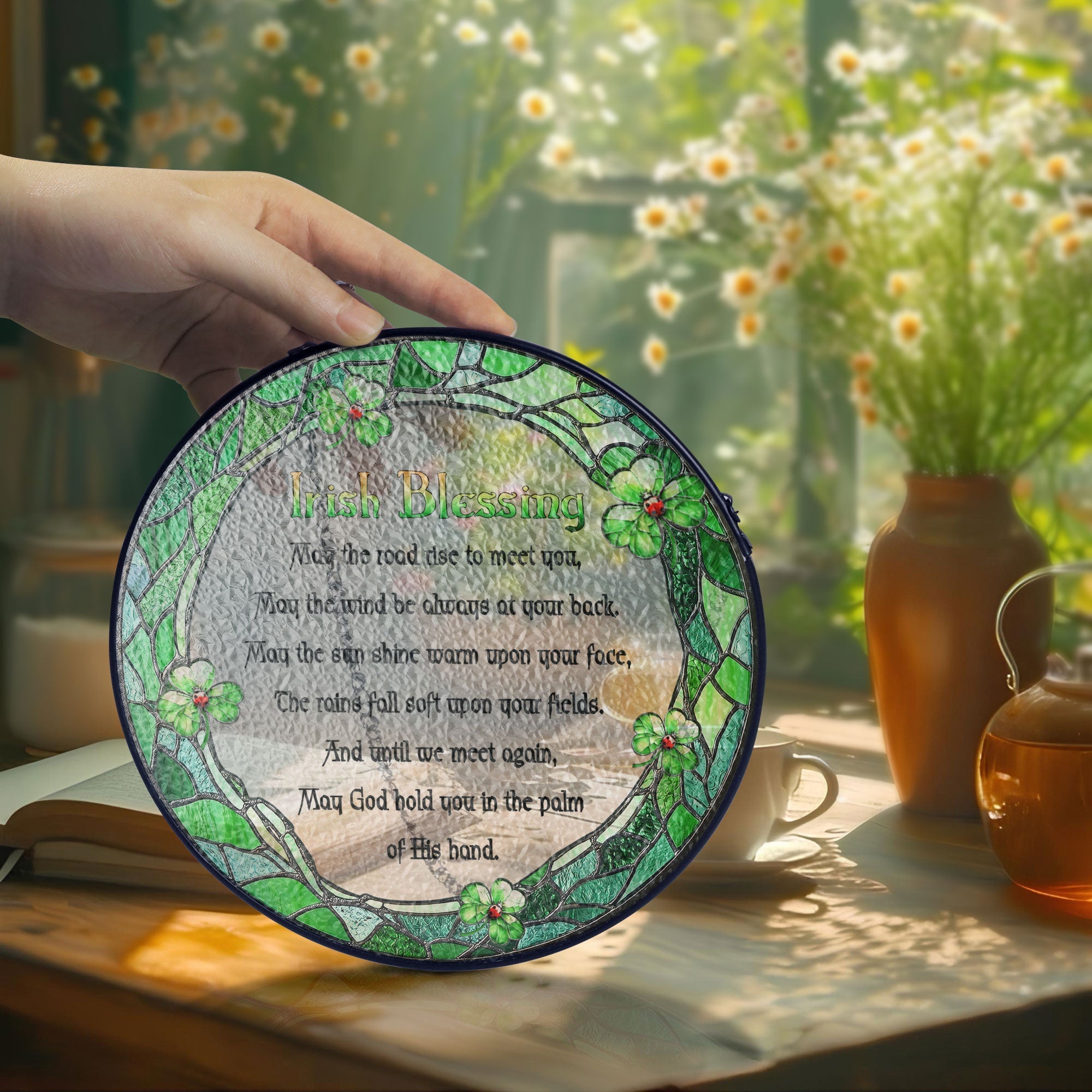 Irish Blessing St. Patrick's Day Stained Glass Suncatcher