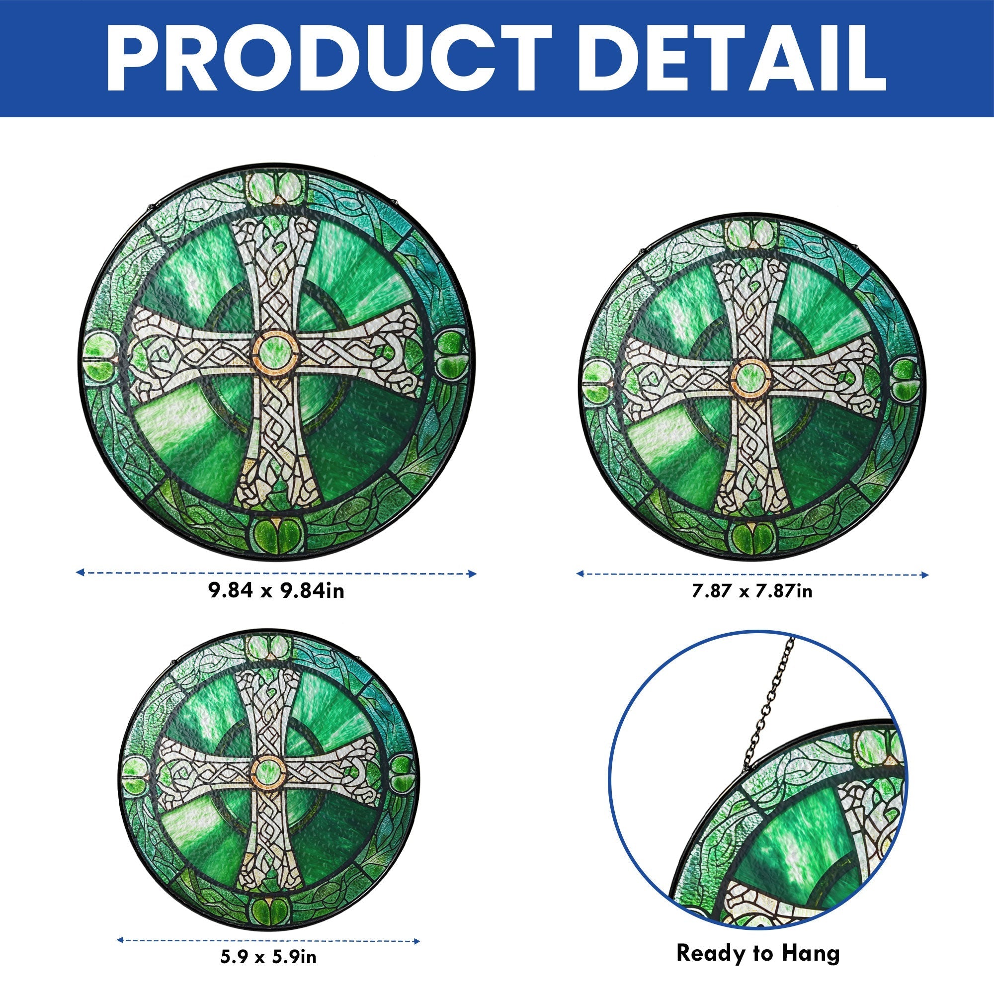 Irish Celtic Cross Stained Glass Suncatcher