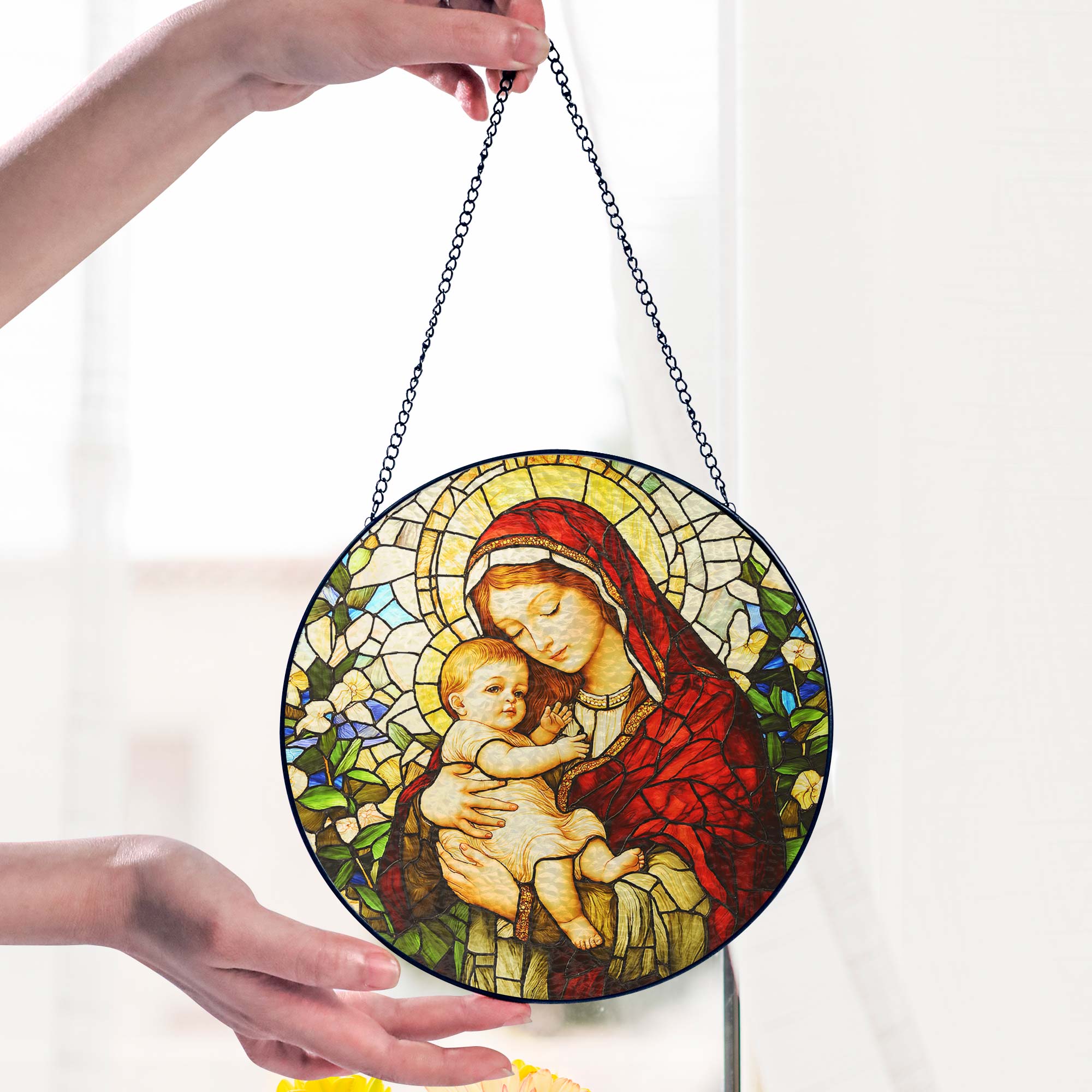 Blessed Virgin Mary Catholic  Religious Stained Glass Suncatcher