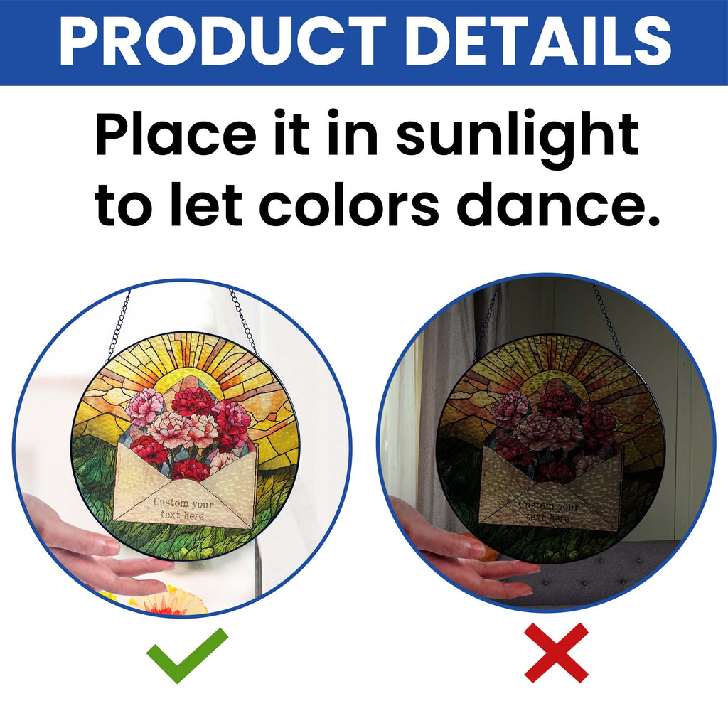 Custom Letter Birth Month Flower Stained Glass Suncatcher