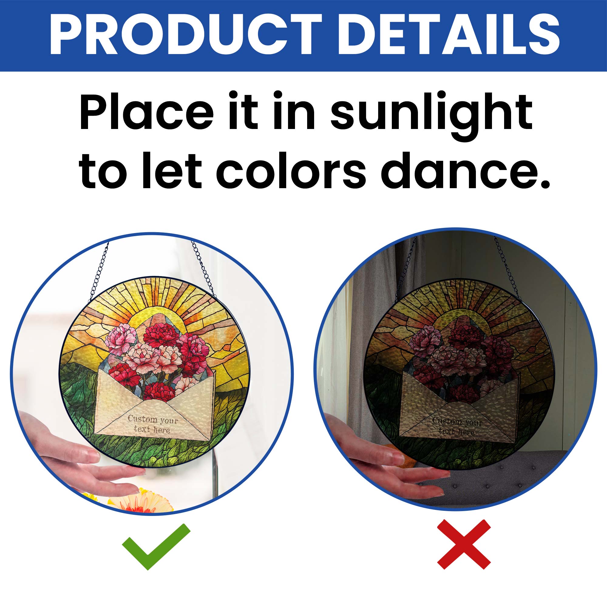 Custom Letter Birth Month Flower Stained Glass Suncatcher