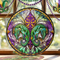 Mardi Gras Suncatcher. Louisiana Fleur De Lis Alligator Window Decor