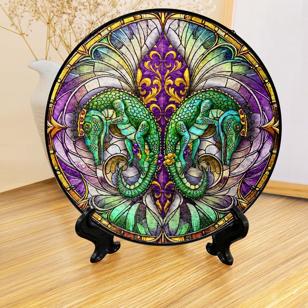 Mardi Gras Suncatcher. Louisiana Fleur De Lis Alligator Window Decor