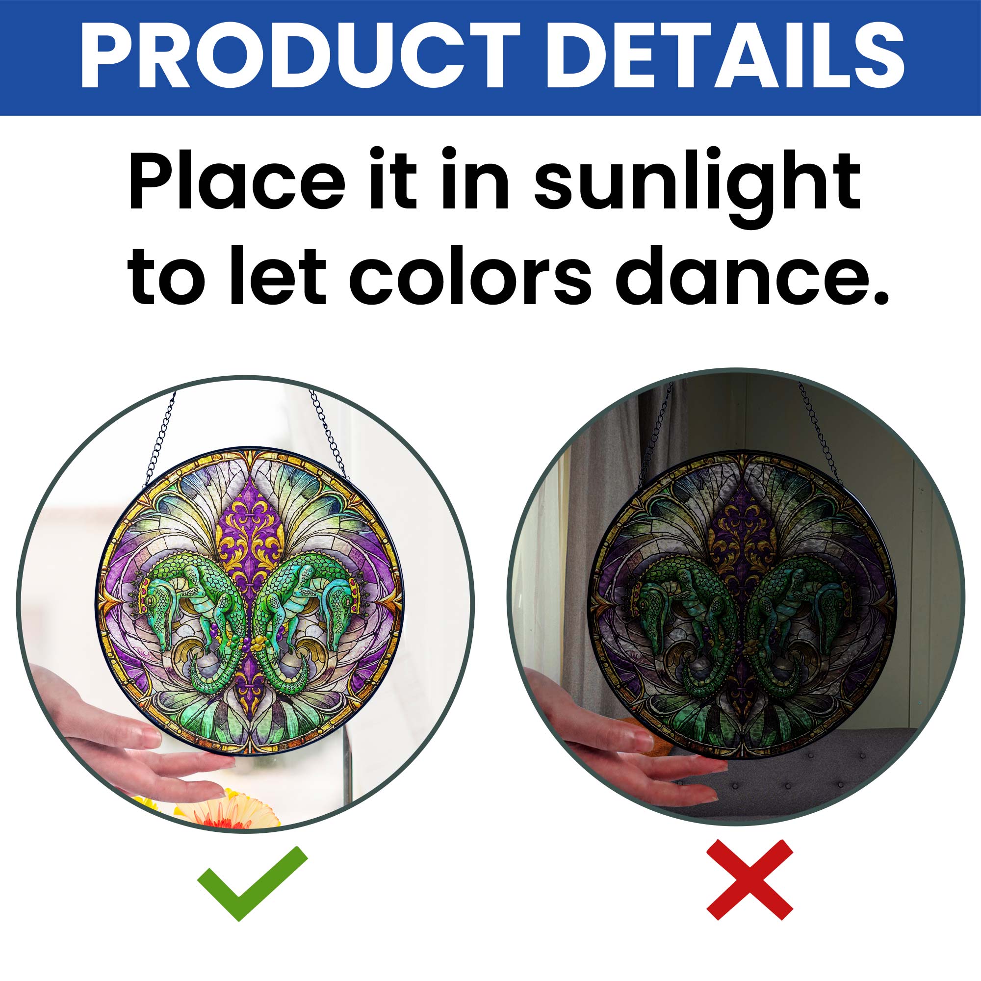 Mardi Gras Suncatcher. Louisiana Fleur De Lis Alligator Window Decor