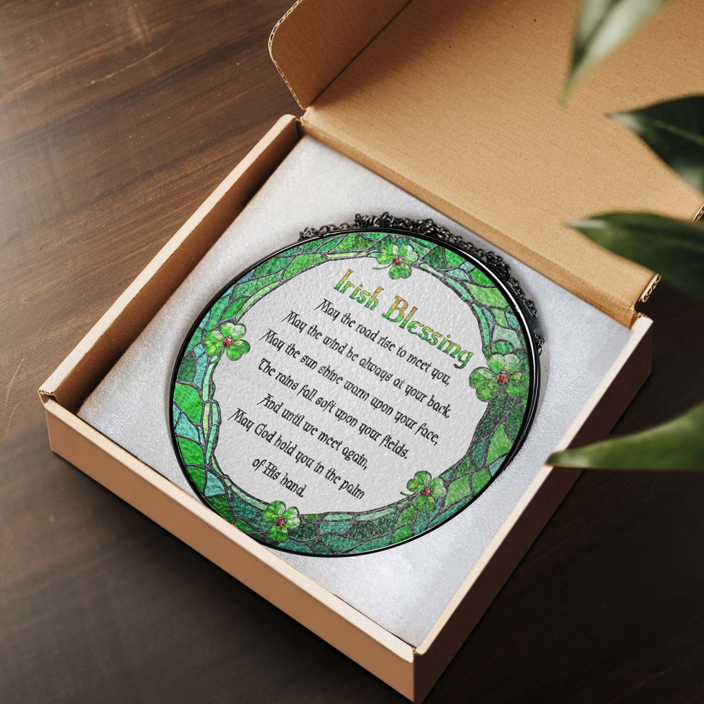 Irish Blessing May God Hold You St. Patrick's Day Stained Glass Suncatcher