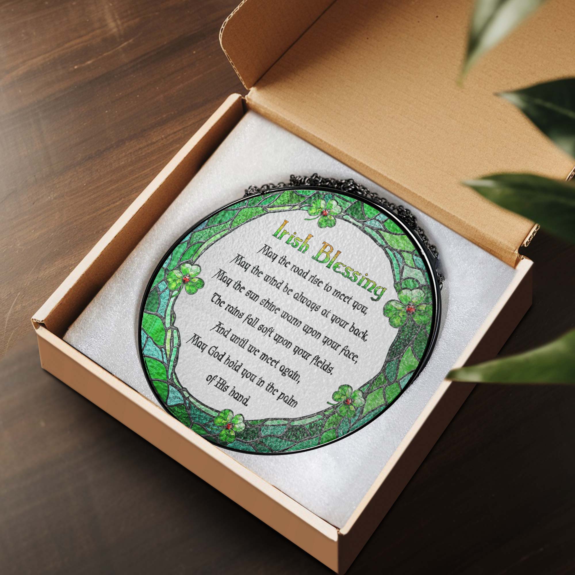 Irish Blessing May God Hold You St. Patrick's Day Stained Glass Suncatcher