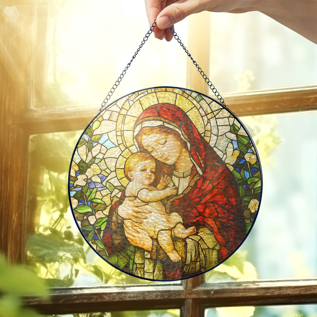 Blessed Virgin Mary Catholic  Religious Stained Glass Suncatcher