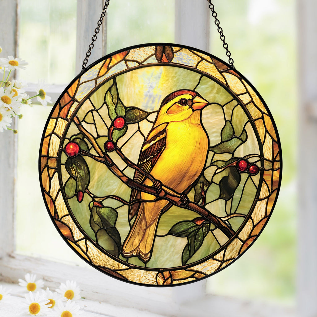 Goldfinch Bird Birdwatching Stained Glass Suncatcher