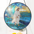 Jesus Christ Stained Glass Suncatcher – Inspirational Handcrafted Religious Window Decor for Evergreen Spiritual Home and Gift 3-Day Shipping