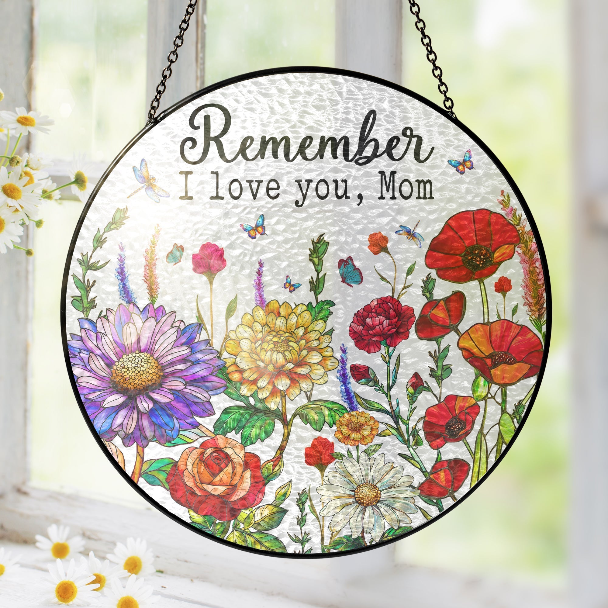 Colorful Mom & Grandma Garden Window Art. Unique Evergreen Gift for Home Décor and Patio 3-Day Shipping