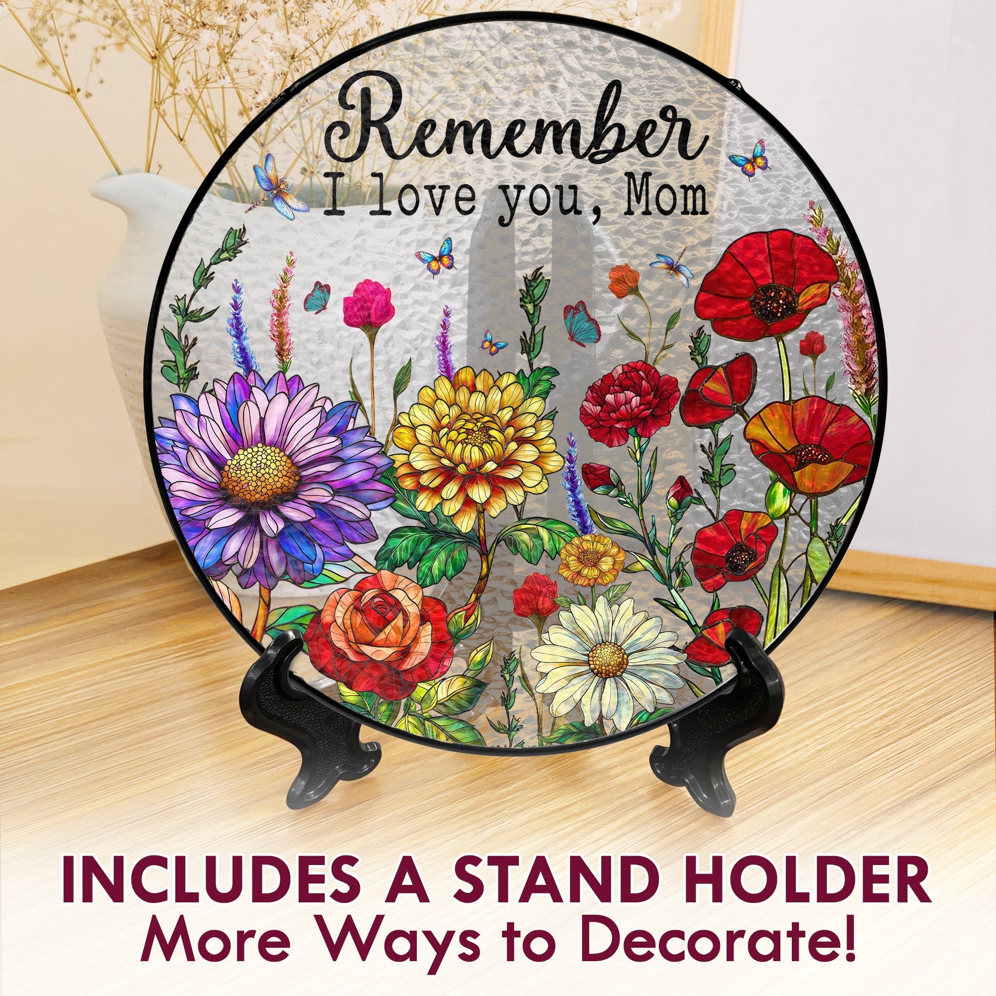 Colorful Mom & Grandma Garden Window Art. Unique Evergreen Gift for Home Décor and Patio 3-Day Shipping