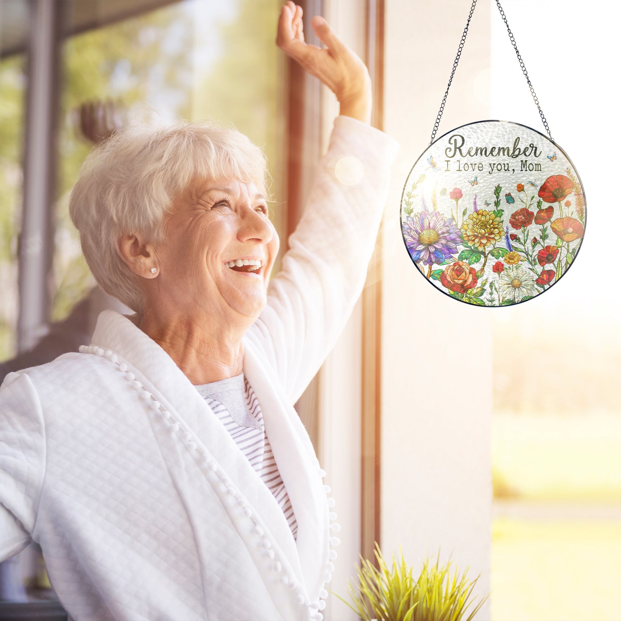 Colorful Mom & Grandma Garden Window Art. Unique Evergreen Gift for Home Décor and Patio 3-Day Shipping