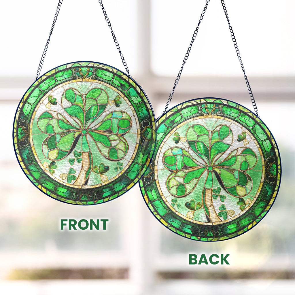Shamrock Irish Stained Glass Suncatcher 3-Day Shipping
