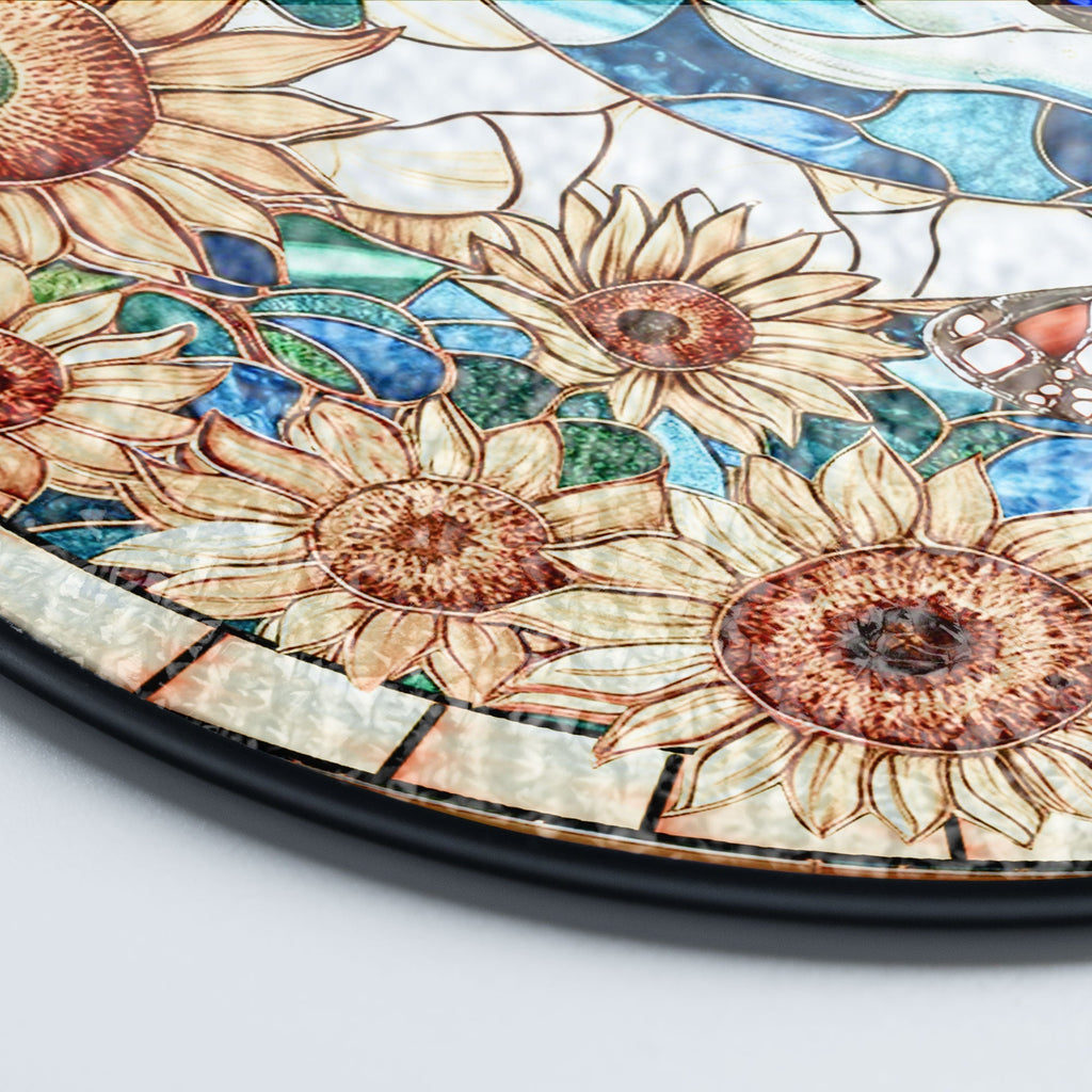 Butterfly and Sunflower Stained Glass Suncatcher