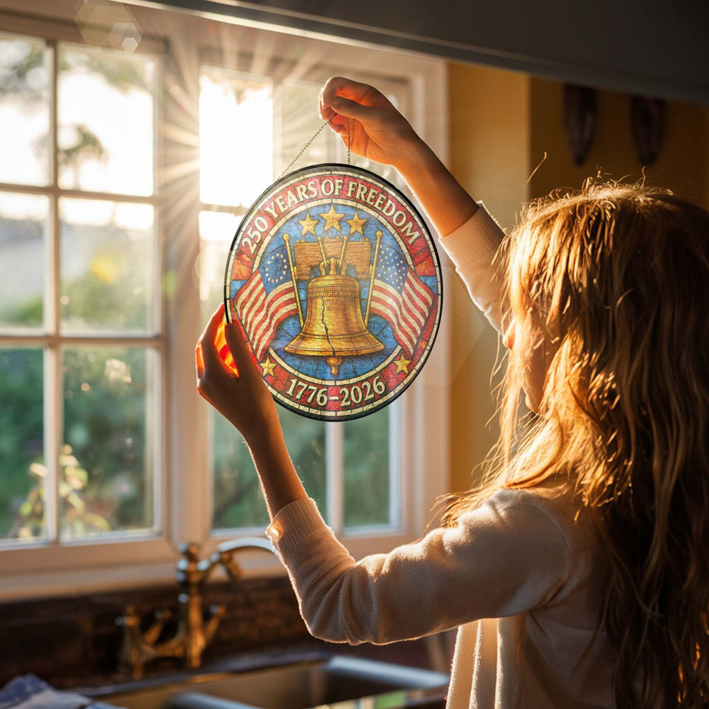 250 Years of Freedom Liberty Bell Stained Glass Suncatcher
