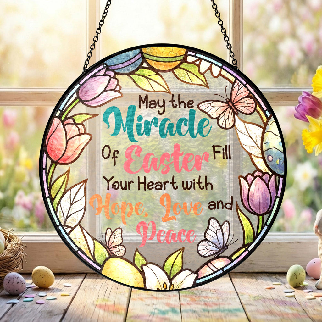 Easter Quotes Stained Glass. Happy Easter Day Stained Glass Ornament