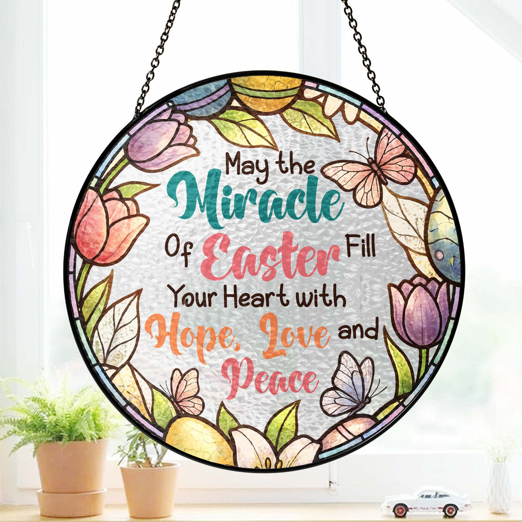 Easter Quotes Stained Glass. Happy Easter Day Stained Glass Ornament