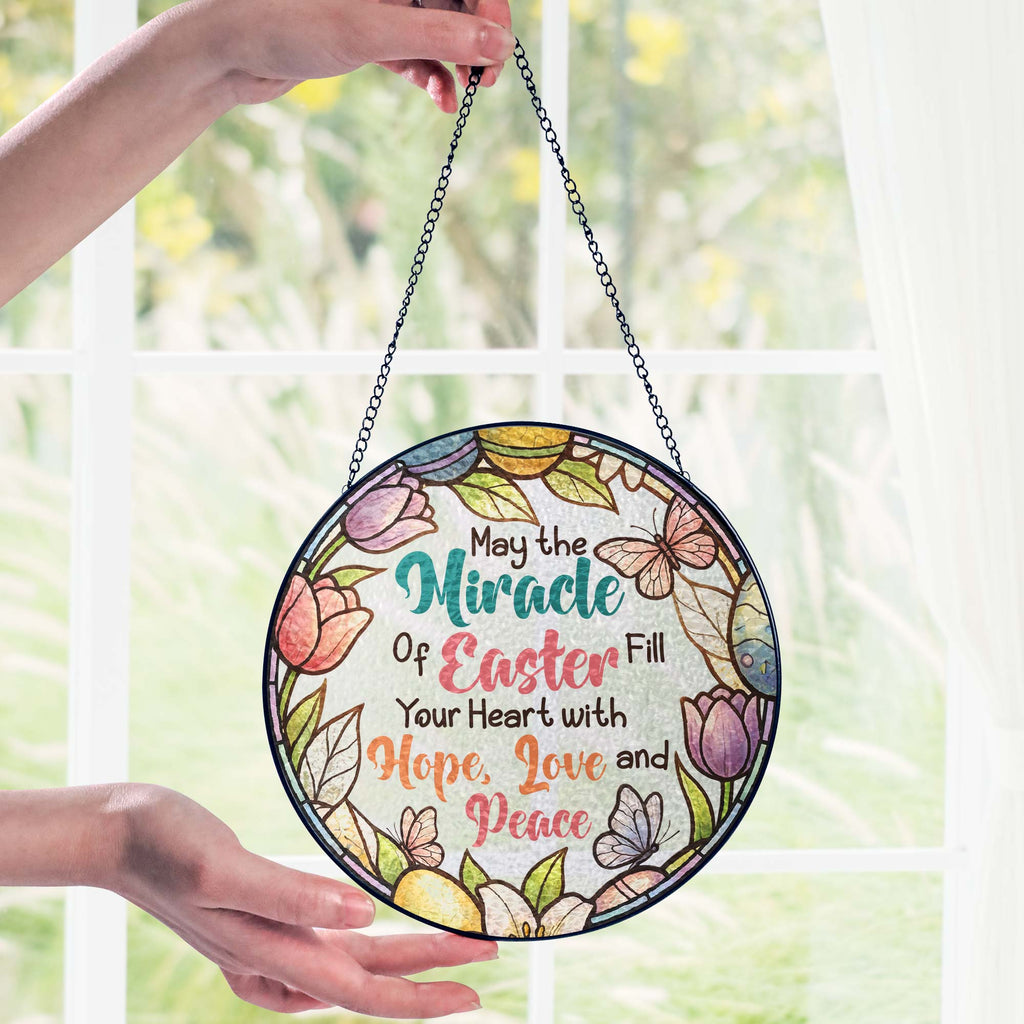 Easter Quotes Stained Glass. Happy Easter Day Stained Glass Ornament