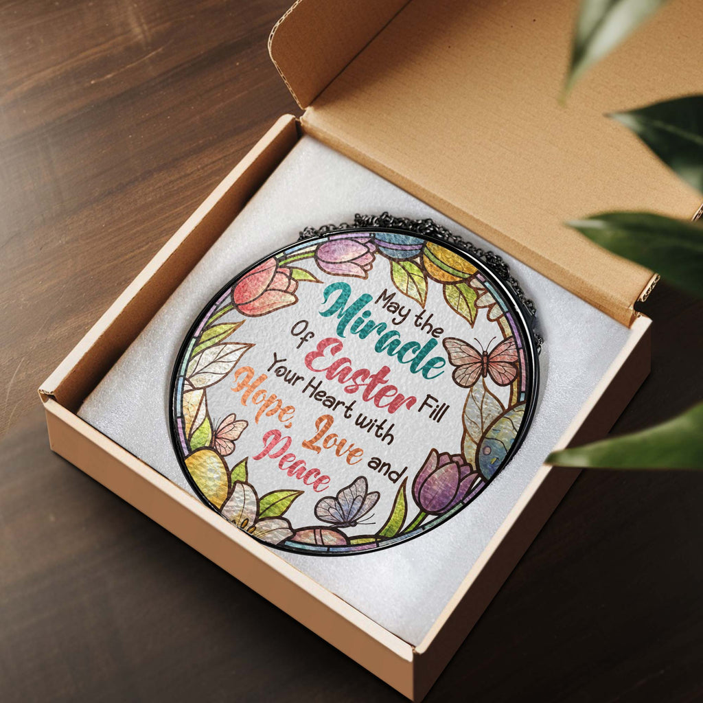 Easter Quotes Stained Glass. Happy Easter Day Stained Glass Ornament