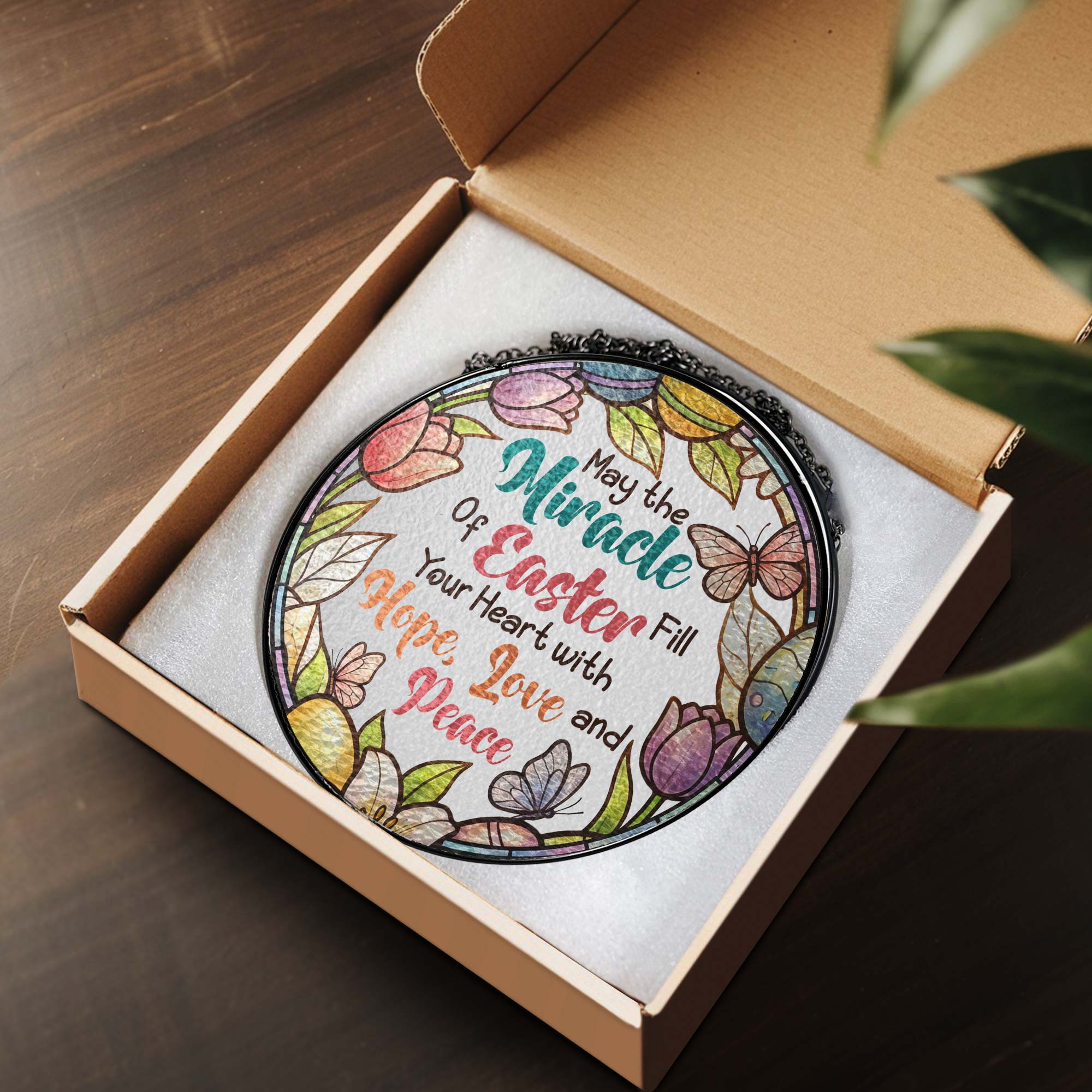 Easter Quotes Stained Glass. Happy Easter Day Stained Glass Ornament