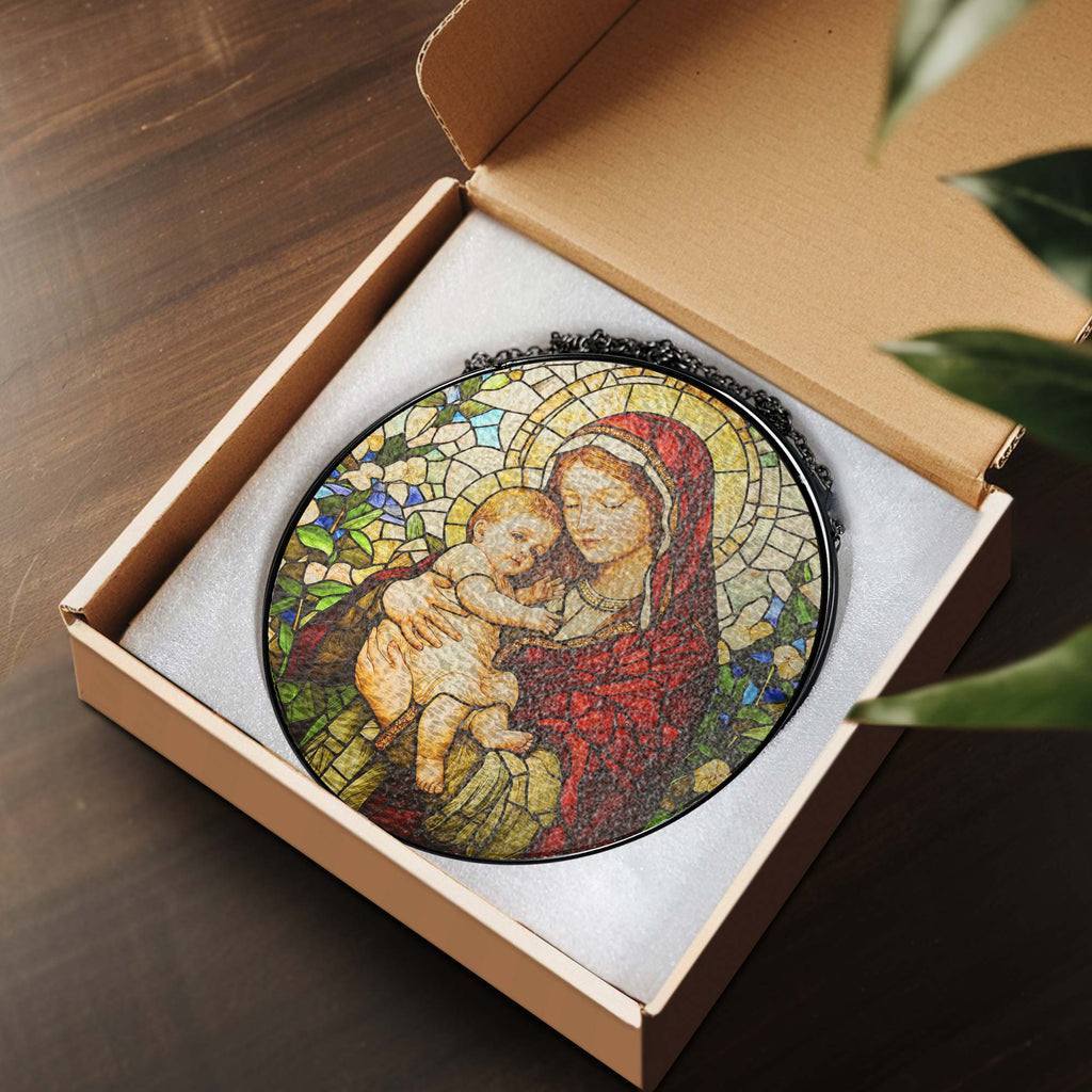 Blessed Virgin Mary Catholic  Religious Stained Glass Suncatcher