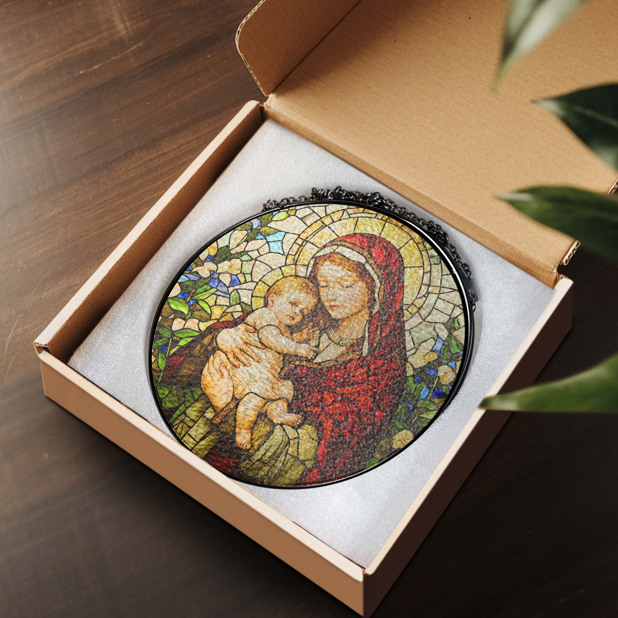 Blessed Virgin Mary Catholic  Religious Stained Glass Suncatcher