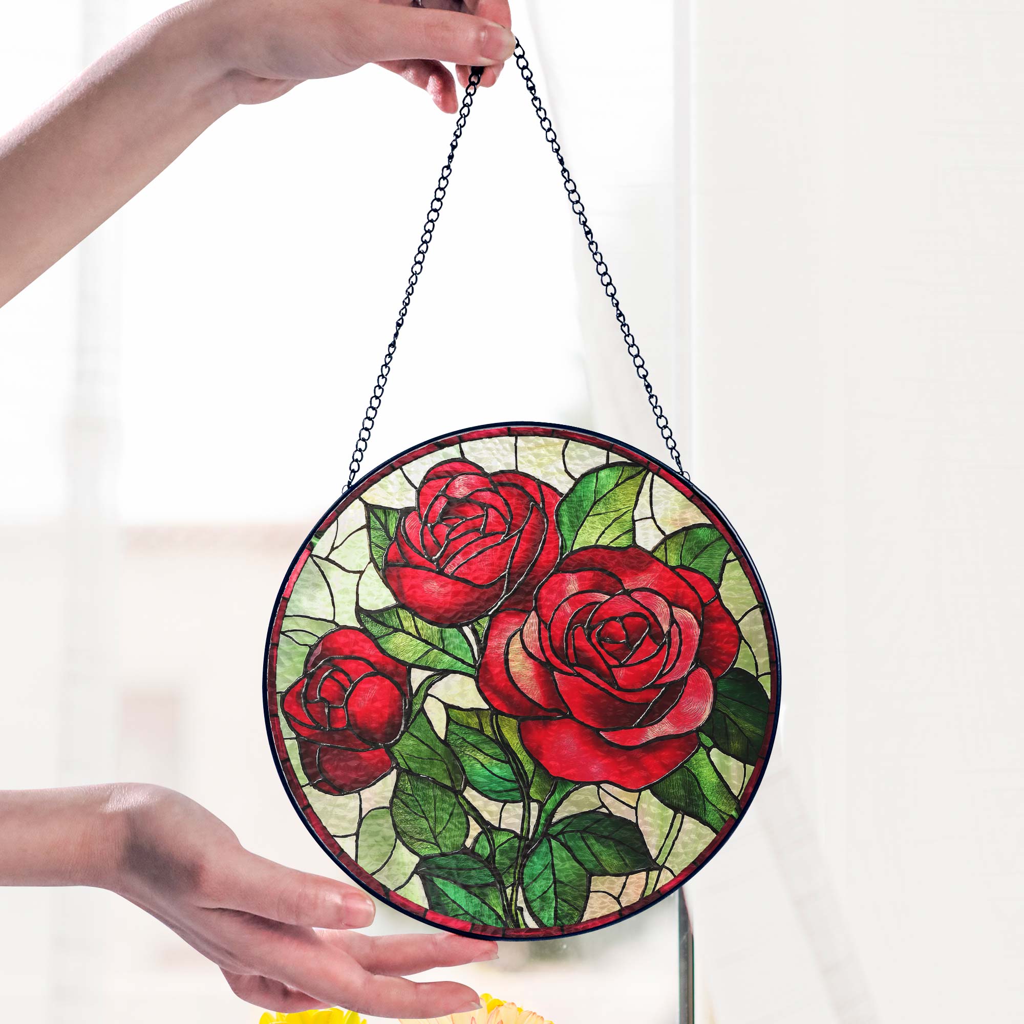 Personalized Birth Month Flowers Stained Glass Suncatcher