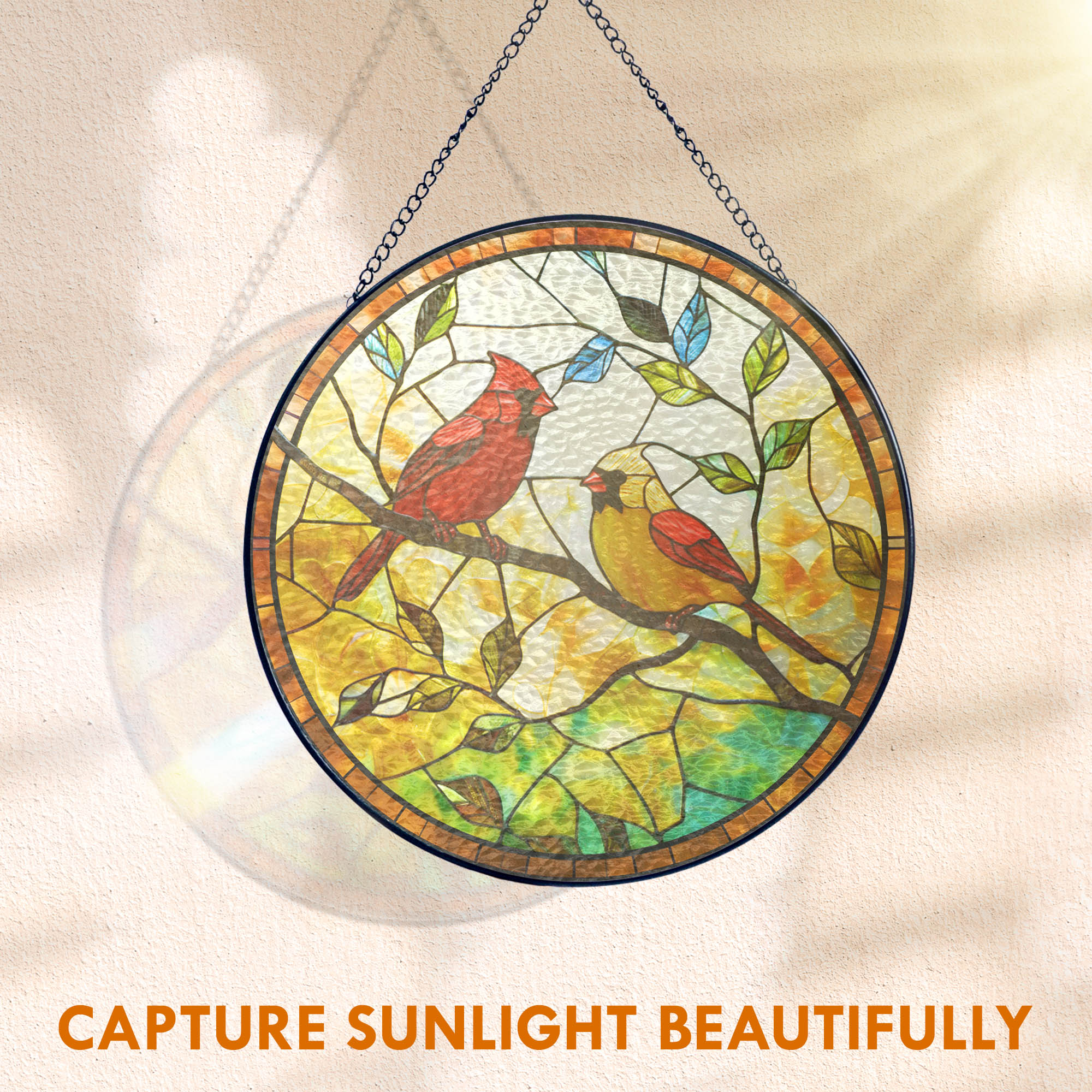 Couple Cardinal Stained Glass Suncatcher Gifts for Mom. Grandma. Gardening Decor 3-Day Shipping