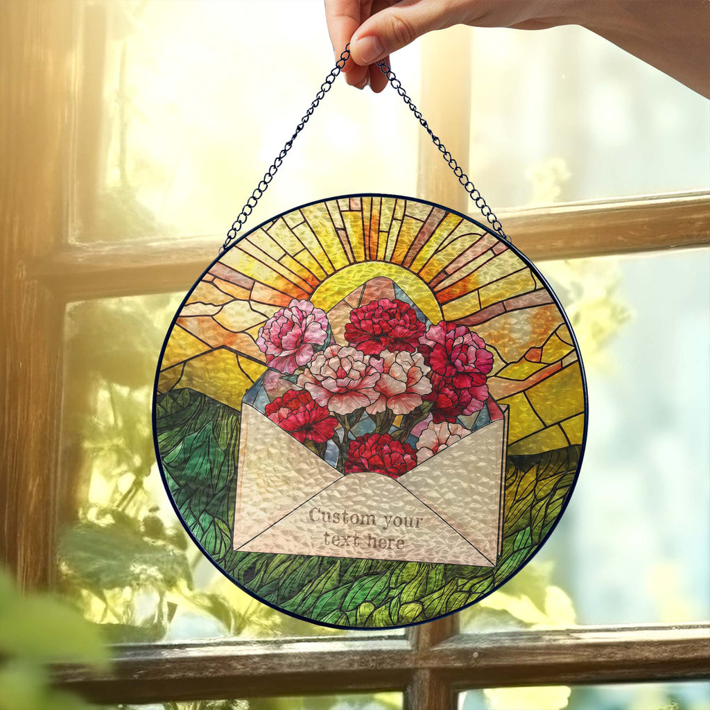 Custom Letter Birth Month Flower Stained Glass Suncatcher