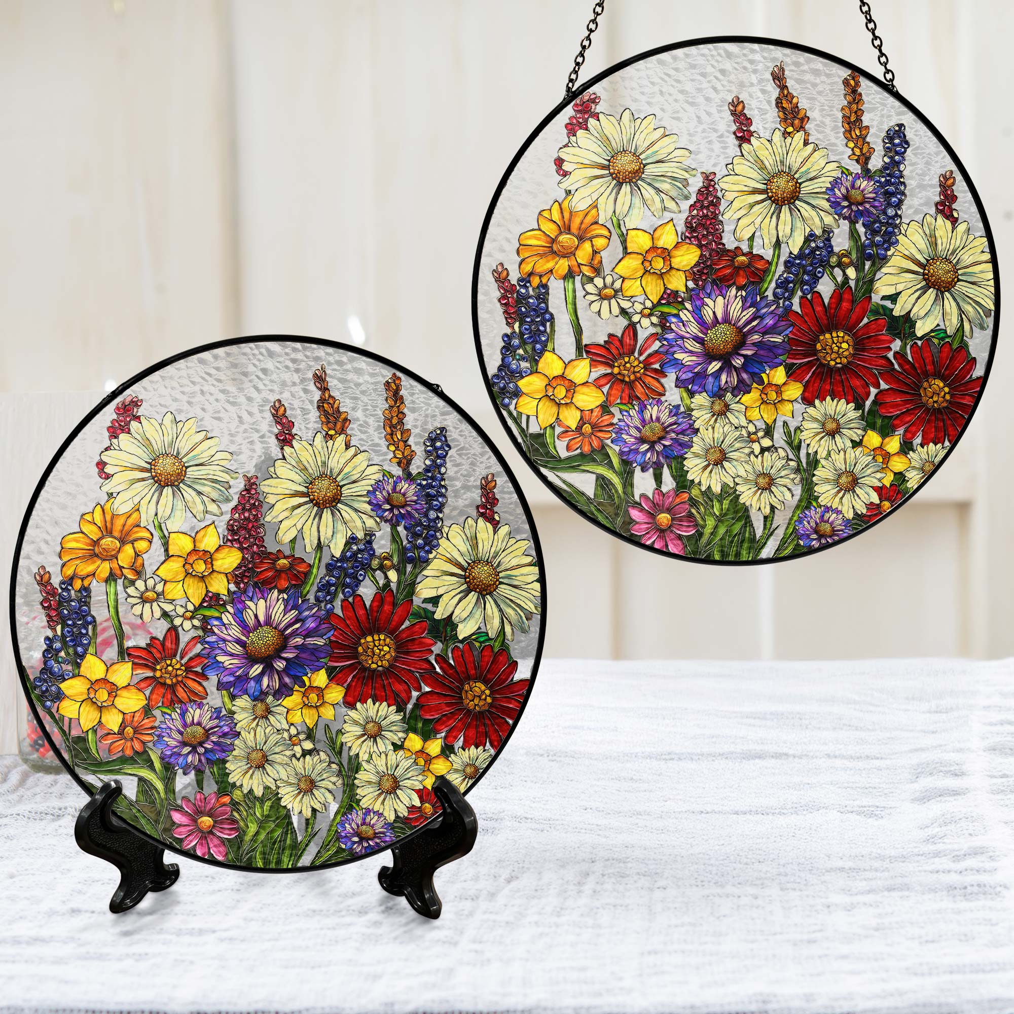 Wildflowers Floral Stained Glass Suncatcher
