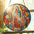 Stained Glass Suncatcher - Mary Christian Religious Hanging Ornament for Spiritual Home Garden Decor 3-Day Shipping