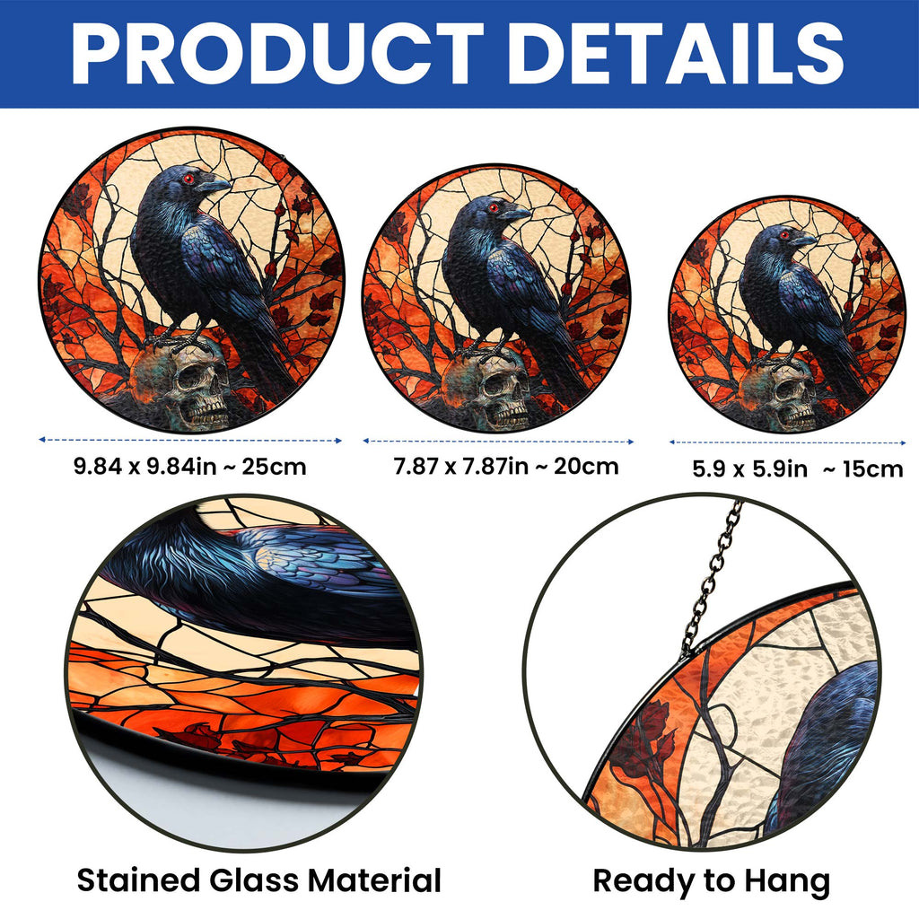 Raven Halloween Stained Glass Suncatcher 3-Day Shipping