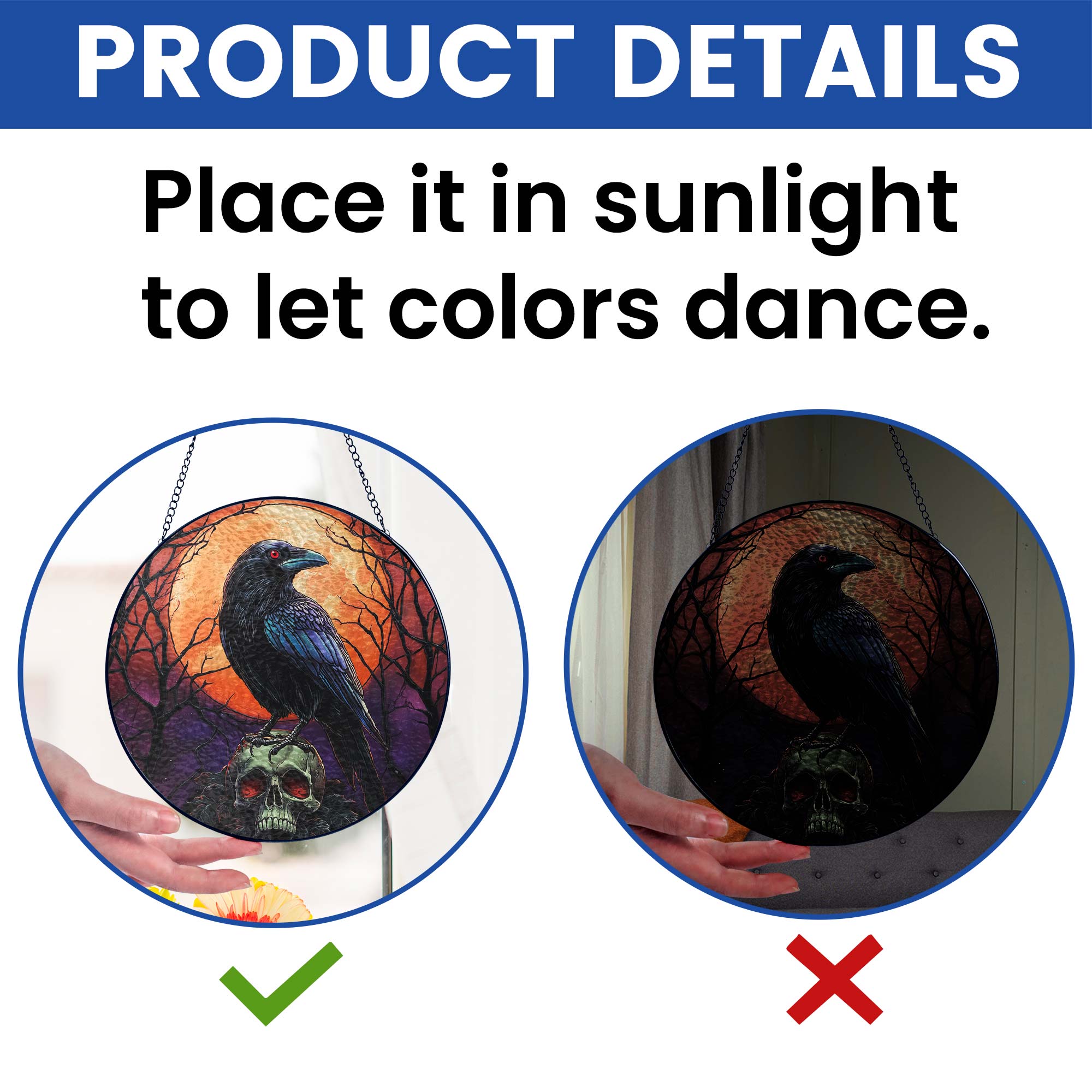 Halloween Black Raven Stained Glass Suncatcher