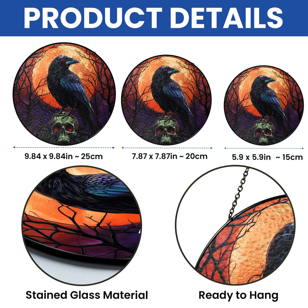 Halloween Black Raven Stained Glass Suncatcher