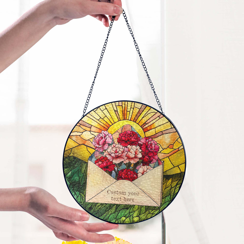 Custom Letter Birth Month Flower Stained Glass Suncatcher