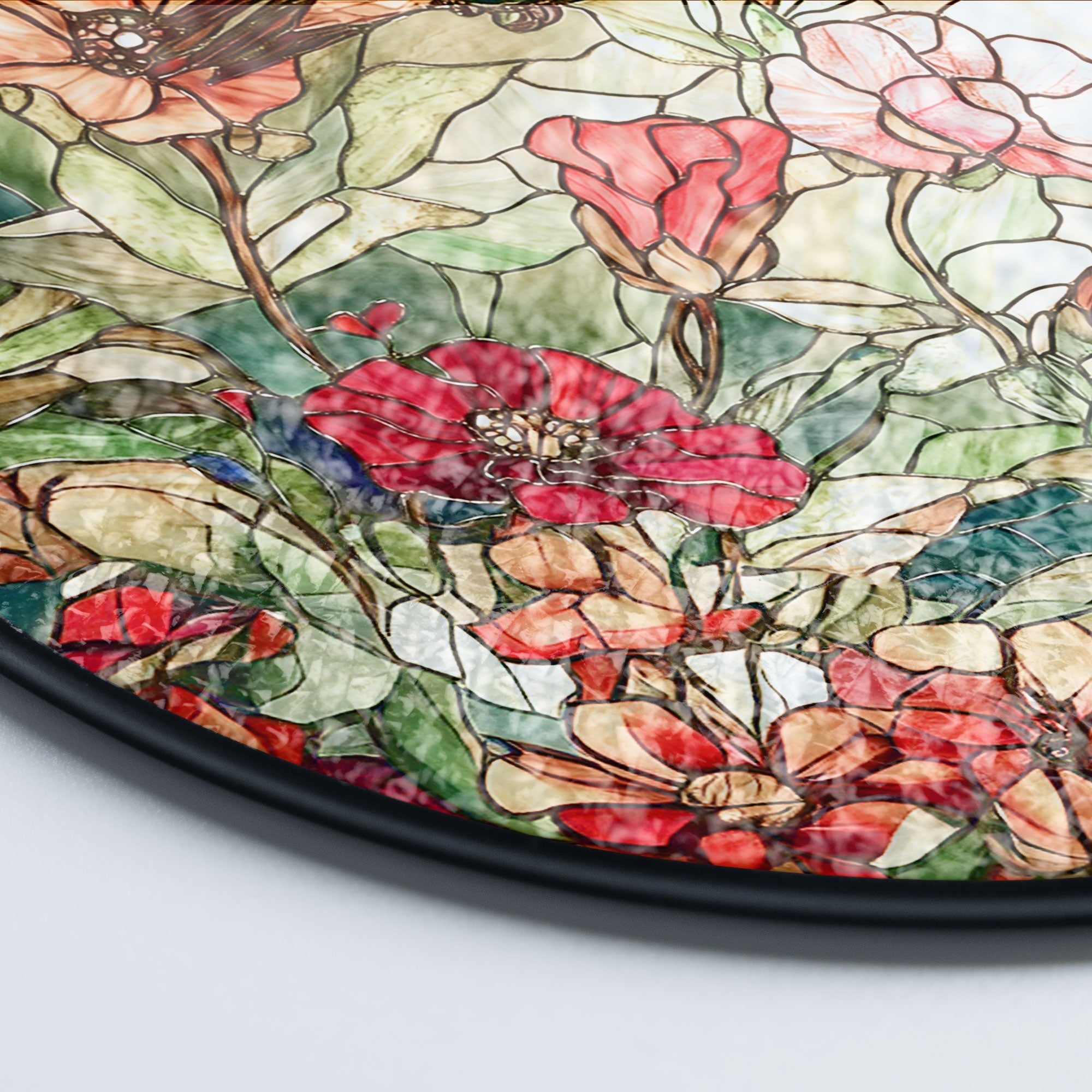 Hummingbirds In Flower Garden Hummingbird Stained Glass Suncatcher